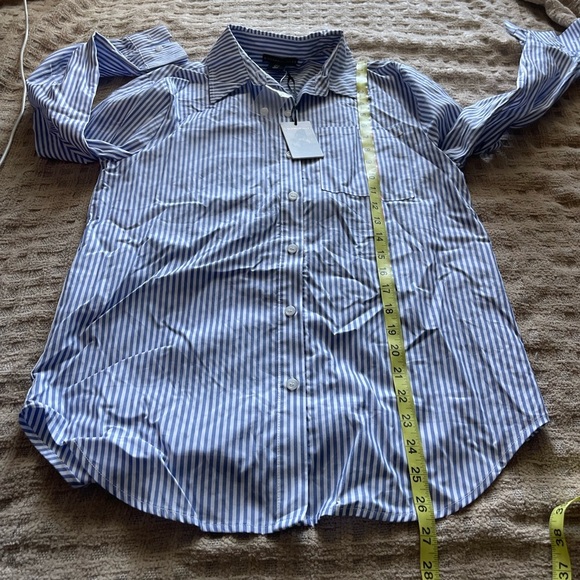 Sincerely Jules nwt blue white stripe cotton button up - Picture 7 of 7